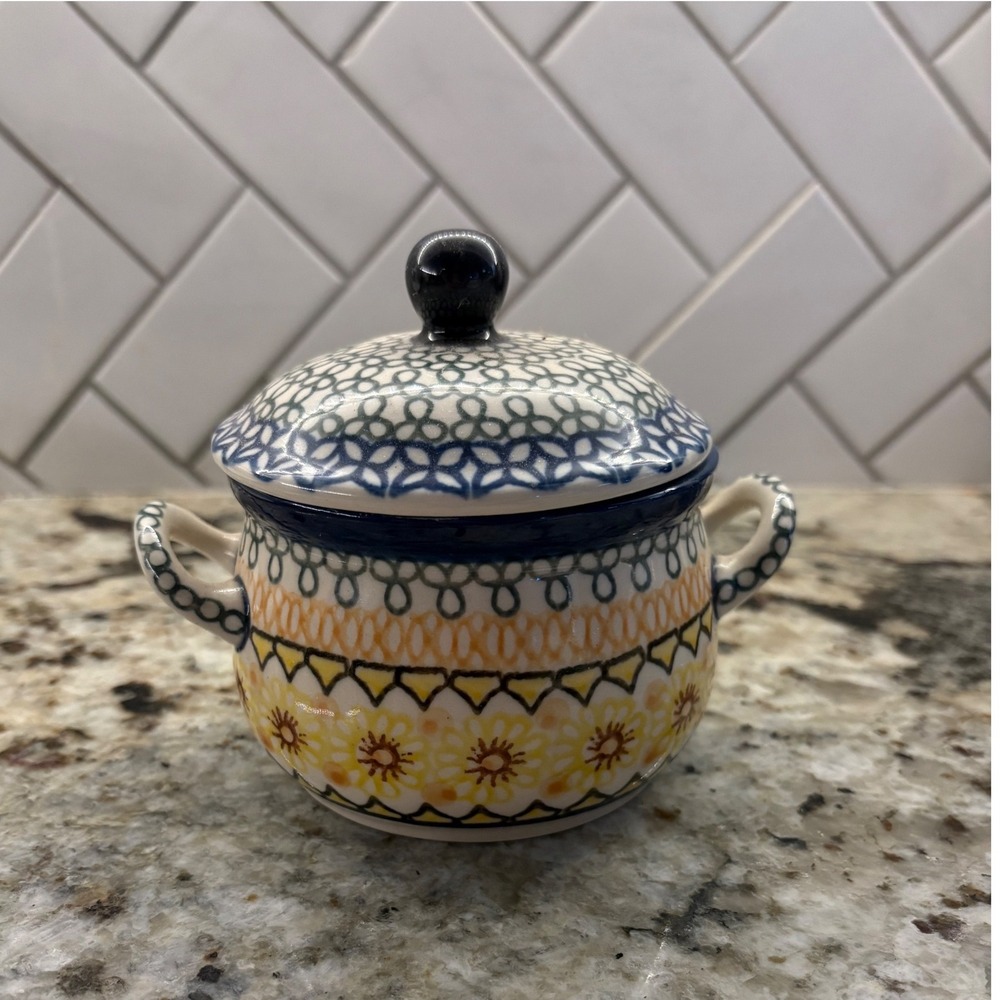 Ceramika Artystyczna Polish Pottery‎ Sugar Bowl with Lid Hand Made in Poland